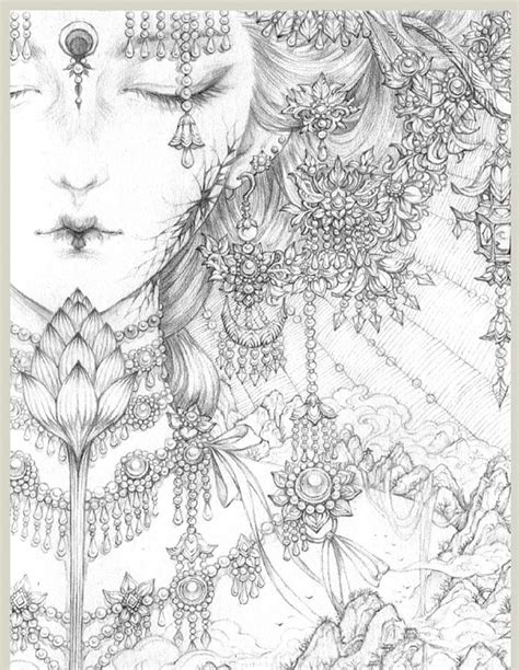 花間の影:古戈力手描き線画塗り絵集/Between Flowers and Shadows: Gu Geli's Hand-Drawn Line Art Coloring Collection、